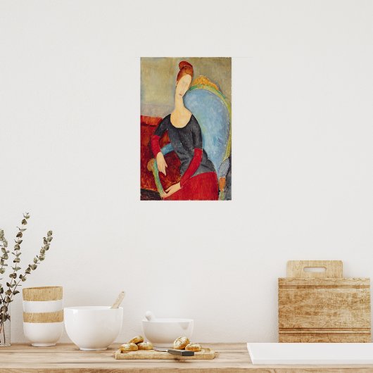 Mevrouw Hebuterne in een blauw voorzitterschap, 19 Poster (Keuken)