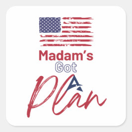 Mevrouw heeft een patriottisch plan vierkante sticker