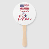 Mevrouw heeft een plan voor de Amerikaanse vlag Handwaaier (Achterkant)