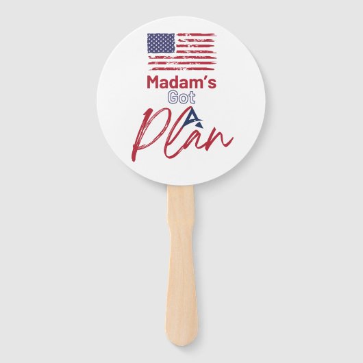Mevrouw heeft een plan voor de Amerikaanse vlag Handwaaier (Voorkant)