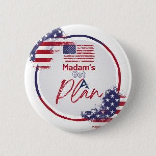 Mevrouw heeft een plan voor een patriottische Amer Ronde Button 5,7 Cm