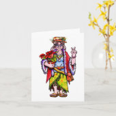 Mevrouw Hippie Sinterklaas Kaart (Gele Bloem)