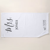 Mevrouw Honeymoon Gift, net getrouwd met een aange Strandlaken (Voorkant)