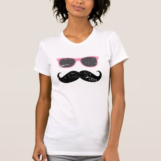 Mevrouw Incognito - Funny mustache en roze schoppe T-shirt (Voorkant)