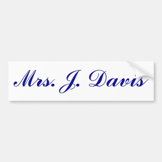 Mevrouw J. Davis Davis Davis Davis Bumpersticker (Voorkant)