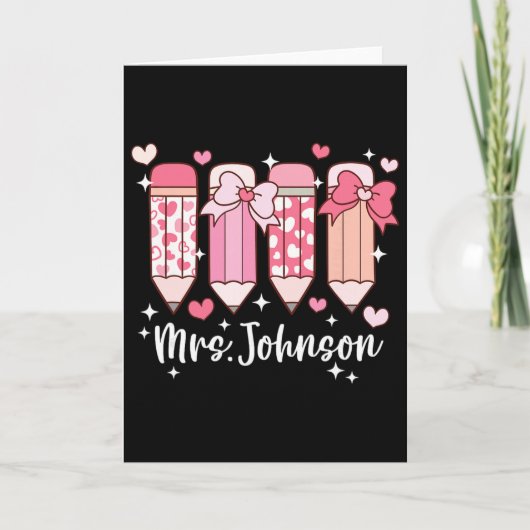 Mevrouw Johnson Onderwijzeres Valentijns Potlood Kaart (Voorkant)