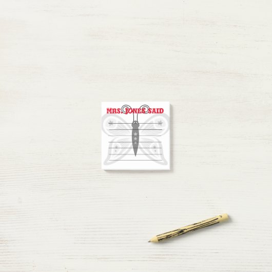 Mevrouw Jones Said Post-It merkt op Post-it® Notes (Op bureau)