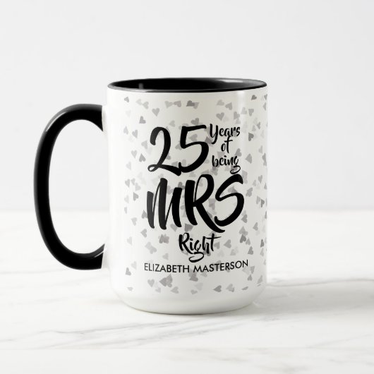 Mevrouw Juist 25e Zilveren Huwelijksjubileum Mok (Links)