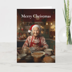 Mevrouw Kerstman bakt cake Kaart