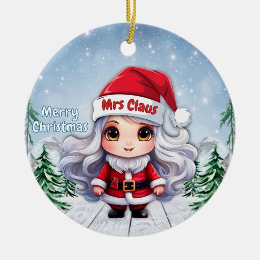 Mevrouw Kerstman 🤶🎄 Keramisch Ornament (Voorkant)