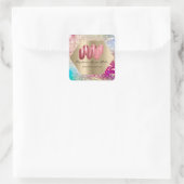 Mevrouw Luxe Nails Studio Glitter Roos Holographic Vierkante Sticker (Tas)