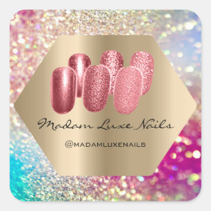 Mevrouw Luxe Nails Studio Glitter Roos Holographic Vierkante Sticker