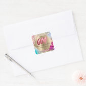 Mevrouw Luxe Nails Studio Glitter Roos Holographic Vierkante Sticker (Envelop)