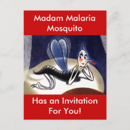 mevrouw Malaria Mosquito Uitnodiging Briefkaart