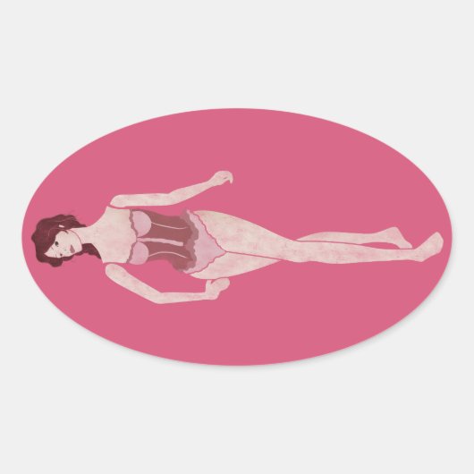 mevrouw mannequin ovale sticker (Voorkant)