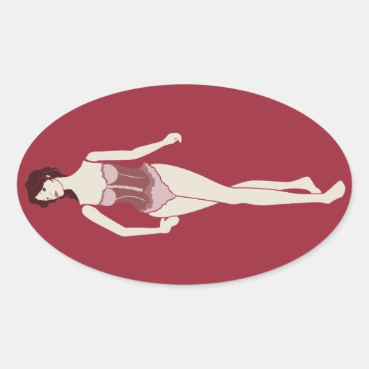 mevrouw mannequin ovale sticker (Voorkant)