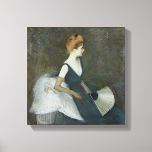 Mevrouw Marthe Letellier zit op een sofa Canvas Afdruk