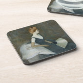 Mevrouw Marthe Letellier zit op een sofa Onderzetter (Linkerzijde)