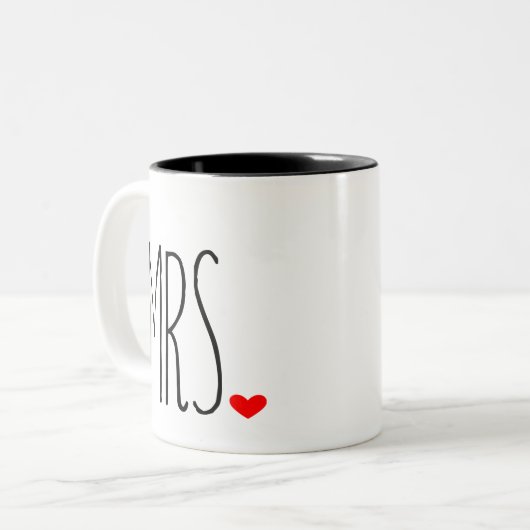 Mevrouw met hart tweekleurige koffiemok (Voorkant links)