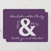 Mevrouw & mevrouw Bachelorette Party Invitation Kaart (Voorkant / Achterkant)