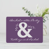 Mevrouw & mevrouw Bachelorette Party Invitation Kaart (Staand voorkant)