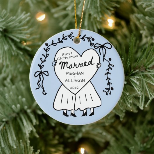 Mevrouw & Mevrouw Eerste Kerst Ornament (Boom)