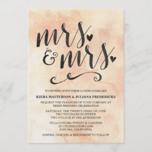 Mevrouw & mevrouw Lesbian Wedding Invitation Kaart