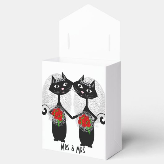 Mevrouw & mevrouw lesbisch paar gepersonaliseerde  bedankdoosjes (Geopend)