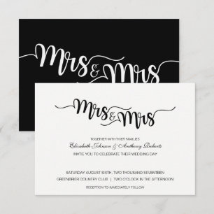 Mevrouw & mevrouw Script Moderne huwelijksuitnod Kaart
