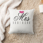 Mevrouw Modern Schrift Custom Bruiloft Kussen (Deken)
