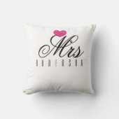 Mevrouw Modern Schrift Custom Bruiloft Kussen (Voorkant)