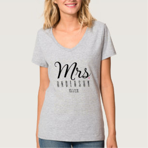Mevrouw Modern Script Aangepaste Trouwdatum Pasget T-shirt