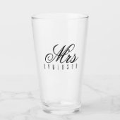 Mevrouw Modern Script Huwelijkswens Glas (Voorkant)