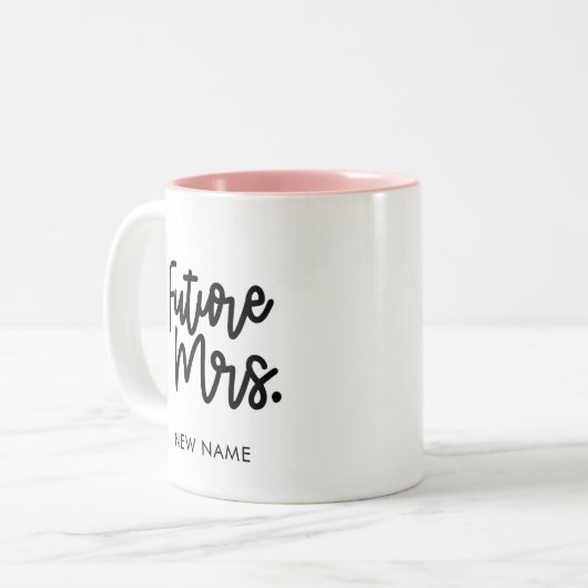 Mevrouw mok" "Mevrouw koffie mok" "Mrs cup bruilof Tweekleurige Koffiemok (Voorkant links)