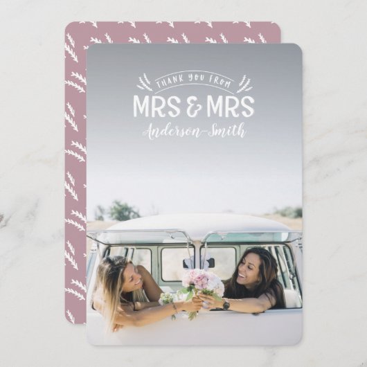 Mevrouw & Mrs bruiloft bedankt u kaarten. (Voorkant / Achterkant)