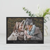 "Mevrouw & Mrs." De foto bewaart de Datum Save The Date (Staand voorkant)