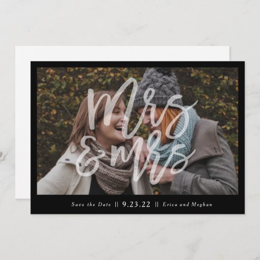 "Mevrouw & Mrs." De foto bewaart de Datum Save The Date (Voorkant / Achterkant)