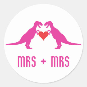 Mevrouw+Mrs. - Liefde is Liefde Dinosauriërs Ronde Sticker