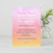 Mevrouw & Mrs Sandy Toes Wedding Invite sunset Kaart (Staand voorkant)