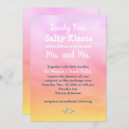 Mevrouw & Mrs Sandy Toes Wedding Invite sunset Kaart