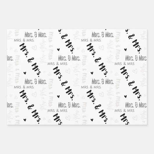 Mevrouw & Mrs Wedding Inpakpapier Vel (Voorkant 3)