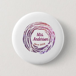Mevrouw naam roze mauve rand sinds jaar huwelijks  ronde button 5,7 cm