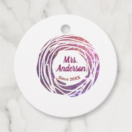 Mevrouw naam roze mauve rand sinds jaar huwelijksb bedankjes labels