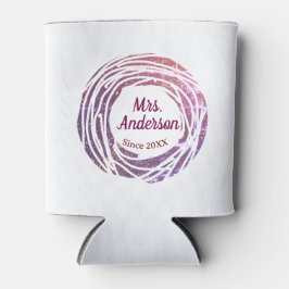 Mevrouw naam roze mauve rand sinds jaar huwelijksb blikjeskoeler