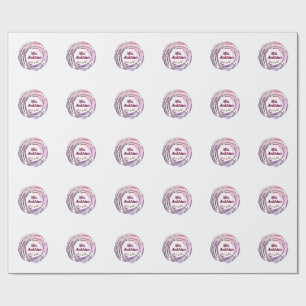 Mevrouw naam roze mauve rand sinds jaar huwelijksb cadeaupapier