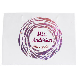 Mevrouw naam roze mauve rand sinds jaar huwelijksb groot cadeauzakje