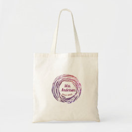 Mevrouw naam roze mauve rand sinds jaar huwelijksb tote bag