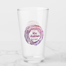 Mevrouw naam roze mauve rand sinds jaar trouw brui glas