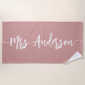 Mevrouw New Name Bride Wedding Honeymoon Strandlaken (Voorkant)