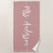 Mevrouw New Name Bride Wedding Honeymoon Strandlaken (Voorkant)